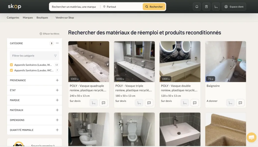 Marketplace réemploi Skop