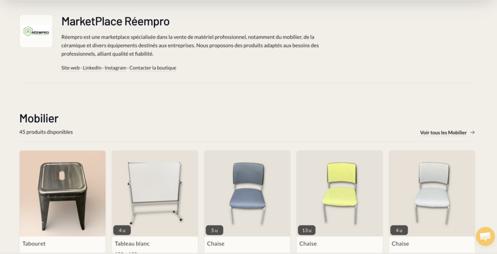 Boutique réempro marketplace skop